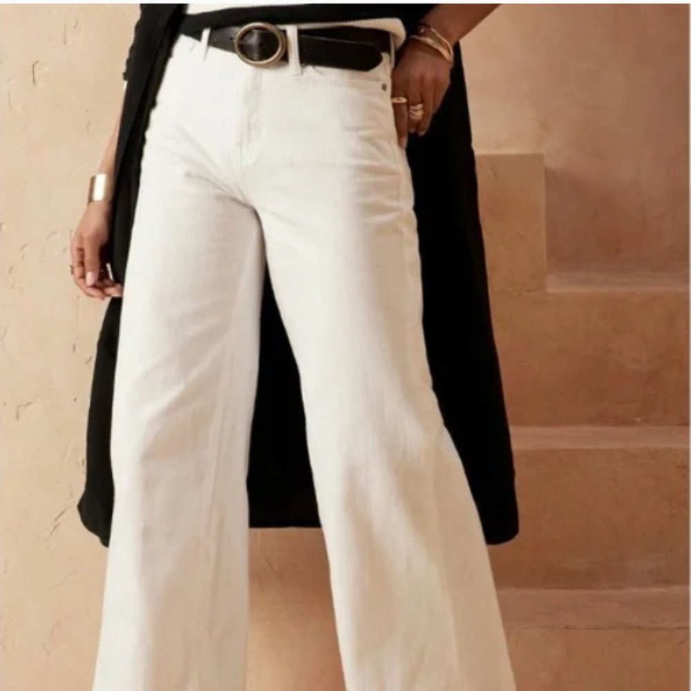 NWT! Banana Republic White High-Rise Wide-Leg Jean - Multiple